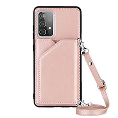 Funda Lujo Cuero Carcasa Y02B para Samsung Galaxy A52 4G Oro Rosa