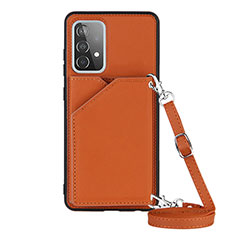 Funda Lujo Cuero Carcasa Y02B para Samsung Galaxy A52 5G Marron