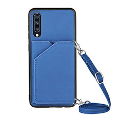 Funda Lujo Cuero Carcasa Y02B para Samsung Galaxy A70S Azul