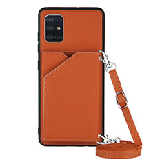 Funda Lujo Cuero Carcasa Y02B para Samsung Galaxy A71 4G A715 Marron