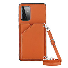 Funda Lujo Cuero Carcasa Y02B para Samsung Galaxy A72 4G Marron