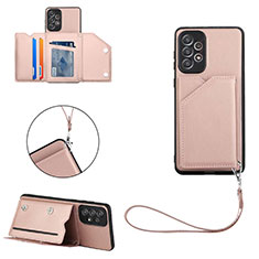 Funda Lujo Cuero Carcasa Y02B para Samsung Galaxy A73 5G Oro Rosa