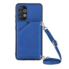 Funda Lujo Cuero Carcasa Y02B para Samsung Galaxy M32 5G Azul