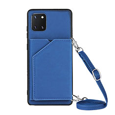 Funda Lujo Cuero Carcasa Y02B para Samsung Galaxy Note 10 Lite Azul