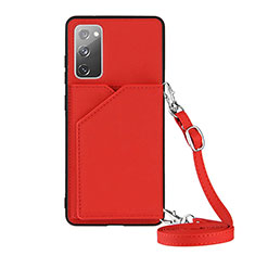 Funda Lujo Cuero Carcasa Y02B para Samsung Galaxy S20 FE (2022) 5G Rojo