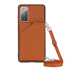 Funda Lujo Cuero Carcasa Y02B para Samsung Galaxy S20 FE 4G Marron