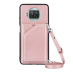 Funda Lujo Cuero Carcasa Y02B para Xiaomi Mi 10i 5G Oro Rosa