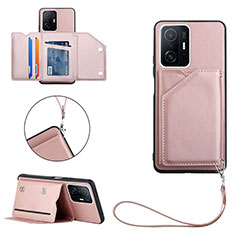 Funda Lujo Cuero Carcasa Y02B para Xiaomi Mi 11T 5G Oro Rosa