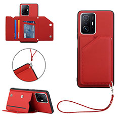 Funda Lujo Cuero Carcasa Y02B para Xiaomi Mi 11T Pro 5G Rojo