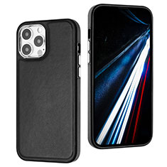 Funda Lujo Cuero Carcasa Y03B para Apple iPhone 14 Pro Max Negro