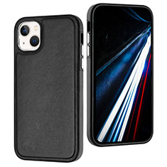 Funda Lujo Cuero Carcasa Y03B para Apple iPhone 15 Negro