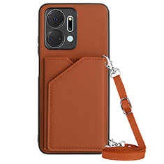 Funda Lujo Cuero Carcasa Y03B para Huawei Honor X7a Marron