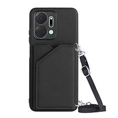 Funda Lujo Cuero Carcasa Y03B para Huawei Honor X7a Negro