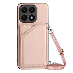 Funda Lujo Cuero Carcasa Y03B para Huawei Honor X8a 4G Oro Rosa