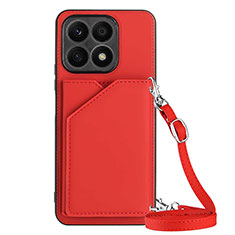 Funda Lujo Cuero Carcasa Y03B para Huawei Honor X8a 4G Rojo