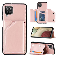 Funda Lujo Cuero Carcasa Y03B para Samsung Galaxy A12 Nacho Oro Rosa