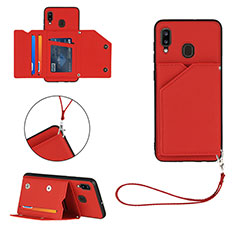 Funda Lujo Cuero Carcasa Y03B para Samsung Galaxy A30 Rojo