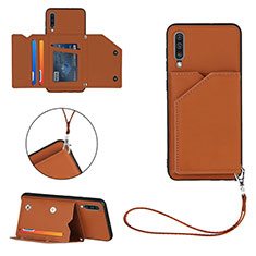 Funda Lujo Cuero Carcasa Y03B para Samsung Galaxy A30S Marron