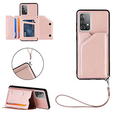 Funda Lujo Cuero Carcasa Y03B para Samsung Galaxy A52 4G Oro Rosa