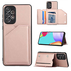 Funda Lujo Cuero Carcasa Y03B para Samsung Galaxy A73 5G Oro Rosa