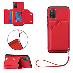 Funda Lujo Cuero Carcasa Y03B para Samsung Galaxy F02S SM-E025F Rojo