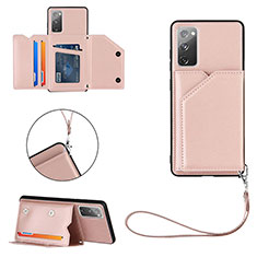 Funda Lujo Cuero Carcasa Y03B para Samsung Galaxy S20 FE (2022) 5G Oro Rosa