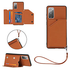 Funda Lujo Cuero Carcasa Y03B para Samsung Galaxy S20 FE 5G Marron