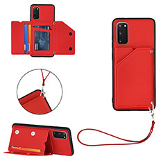 Funda Lujo Cuero Carcasa Y03B para Samsung Galaxy S20 Rojo