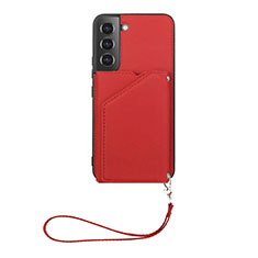 Funda Lujo Cuero Carcasa Y03B para Samsung Galaxy S21 FE 5G Rojo