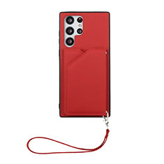 Funda Lujo Cuero Carcasa Y03B para Samsung Galaxy S24 Ultra 5G Rojo