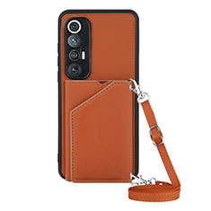 Funda Lujo Cuero Carcasa Y03B para Xiaomi Mi 10S 5G Marron