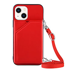 Funda Lujo Cuero Carcasa Y04B para Apple iPhone 14 Rojo