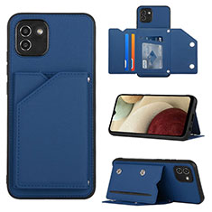 Funda Lujo Cuero Carcasa Y04B para Samsung Galaxy A03 Azul