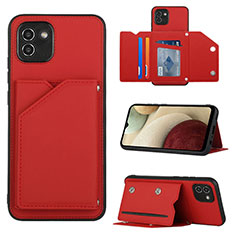 Funda Lujo Cuero Carcasa Y04B para Samsung Galaxy A03 Rojo