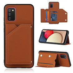 Funda Lujo Cuero Carcasa Y04B para Samsung Galaxy A03s Marron