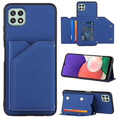 Funda Lujo Cuero Carcasa Y04B para Samsung Galaxy A22s 5G Azul