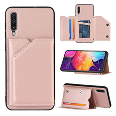 Funda Lujo Cuero Carcasa Y04B para Samsung Galaxy A30S Oro Rosa