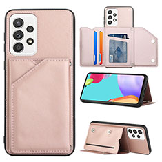 Funda Lujo Cuero Carcasa Y04B para Samsung Galaxy A33 5G Oro Rosa