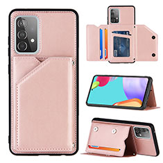 Funda Lujo Cuero Carcasa Y04B para Samsung Galaxy A52 5G Oro Rosa