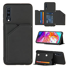 Funda Lujo Cuero Carcasa Y04B para Samsung Galaxy A70 Negro