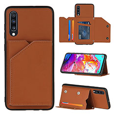 Funda Lujo Cuero Carcasa Y04B para Samsung Galaxy A70S Marron