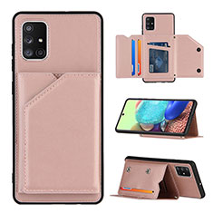 Funda Lujo Cuero Carcasa Y04B para Samsung Galaxy A71 4G A715 Oro Rosa