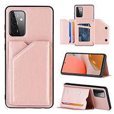 Funda Lujo Cuero Carcasa Y04B para Samsung Galaxy A72 5G Oro Rosa