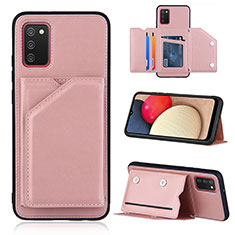 Funda Lujo Cuero Carcasa Y04B para Samsung Galaxy M02s Oro Rosa