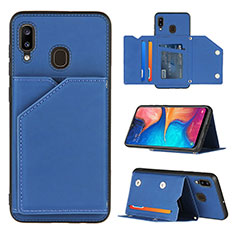 Funda Lujo Cuero Carcasa Y04B para Samsung Galaxy M10S Azul