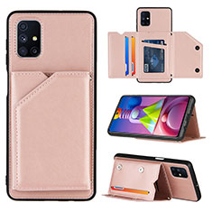 Funda Lujo Cuero Carcasa Y04B para Samsung Galaxy M51 Oro Rosa