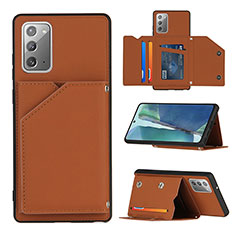 Funda Lujo Cuero Carcasa Y04B para Samsung Galaxy Note 20 5G Marron