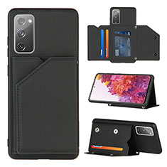 Funda Lujo Cuero Carcasa Y04B para Samsung Galaxy S20 FE (2022) 5G Negro