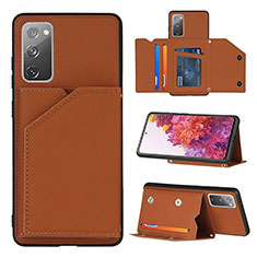 Funda Lujo Cuero Carcasa Y04B para Samsung Galaxy S20 FE 4G Marron