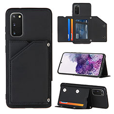 Funda Lujo Cuero Carcasa Y04B para Samsung Galaxy S20 Negro